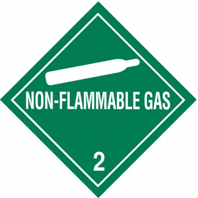 BRADY Container Label: Non-Flammable Gas, 4 in x 4 in, 4 in Label Ht, 4 in Label Wd - Class 2: Gases