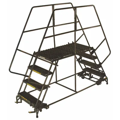 BALLYMORE Mobile Work Platform: 4.2 ft Platform Ht - Max, 36 in x 48 in, Steel - Manual-Lock Rolling Dual-Access Platforms