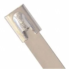 This 316 stainless steel cable tie measures 20 inches in length and accommodates a maximum bundle diameter of 6 inches. It features a ball lock mechanism and a silver finish. Supplied in a 50-pack, it is used for bundling and securing cables, hoses, or pipes in environments requiring corrosion resistance.