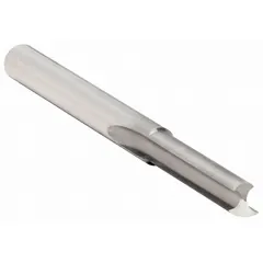 Solid carbide straight O-flute router bit with two flutes, 1/2-inch cutting diameter, and 2-1/8-inch length of cut. Designed for high-speed routing of plastics such as acrylic and polycarbonate, providing efficient chip evacuation and clean cuts.