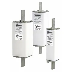 Fast-acting bolt-on fuse rated 125 A and 1500 V DC. Designed for overcurrent protection in photovoltaic systems. Suitable for use in solar combiner boxes and high-voltage DC circuits.