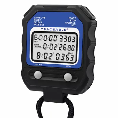 TRACEABLE Digital Stopwatch: 0.001% Accuracy, Count Down/Count Up, LCD, Audible, NIST - Multi-Function Stopwatches