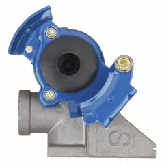 Aluminum service gladhand for connecting air brake lines in pneumatic systems. Features a 3/8" port size with 37° flare and 3/8"-18 thread. Rated for 120 psi maximum working pressure at 70°F. Does not include shut-off.