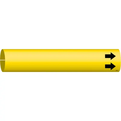 BRADY Pipe Marker: Yellow, Black, Fits 3/4 to 1 3/8 in Pipe O.D., 1 Pipe Markers - Blank Snap-On Pipe Markers