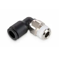 LEGRIS Push-Fit Elbow Fitting: 1/2 in Pipe x 8 mm OD Size, BSPT x Push-to-Connect, Black (MPN 3109 08 21)