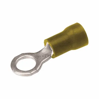 BURNDY Vinyl Ring Terminal For 12 - 10 AWG: Yellow, Vinyl Insulation, #10 Stud Size - Insulated Ring Terminals