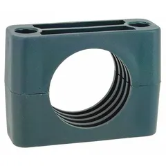 This replacement insert for Beta Clamps features a steel clamp with a polypropylene cushion, designed for single-line installations. The ribbed bore provides secure grip and vibration dampening for pipes and tubing in industrial routing systems.