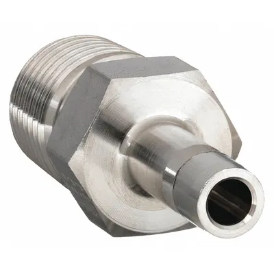PARKER Compression Fitting Adapter: 1/4 in OD x 1/4 in Pipe Fitting Size - Double-Ferrule Stainless Steel Fittings