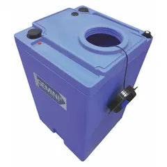 Vertical dual containment tank with 70-gallon capacity and closed top. Constructed from LLDPE with 1/4-inch wall thickness. Used for secondary containment of liquids in industrial settings, providing leak protection for chemical storage, water treatment, and process fluid containment.
