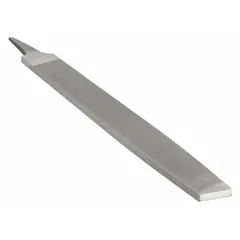 This tapered double-cut rectangular file features a bastard cut for rapid material removal. With a length of 16 in without tang, width of 1 9/16 in, and thickness of 11/32 in, it is suited for shaping and finishing metal, wood, and plastic in industrial machining and fabrication tasks.
