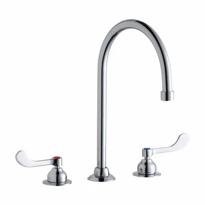 ELKAY Handle-Operated Faucet: Elkay, Brass, Centerset, Deck, 3 Mounting Holes - Centerset Kitchen Faucets