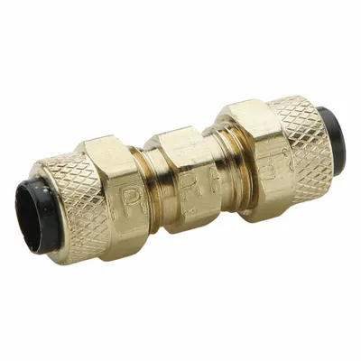 PARKER Compression Fitting Union: 3/8 in OD x 1/4 in OD Fitting Size - Creep-Resistant Self-Aligning Brass Compression Fittings