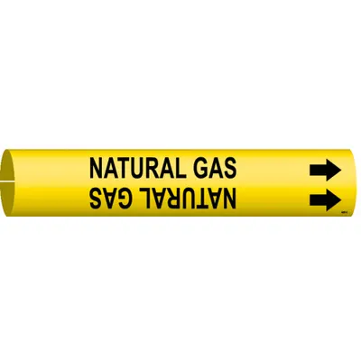 BRADY Pipe Marker: Natural Gas, Yellow, Black, Fits 2 1/2 to 3 7/8 in Pipe O.D. - Natural Gas Snap-On Pipe Markers