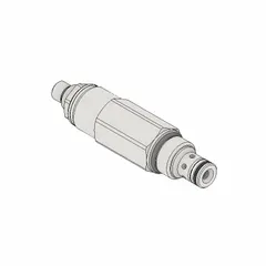 Screw-in, two-way pressure control cartridge valve with screw adjustment. Constructed of steel with a polyurethane seal. Designed for C08-2 valve cavity size and 0.75-inch port. Used to limit system pressure in hydraulic circuits.
