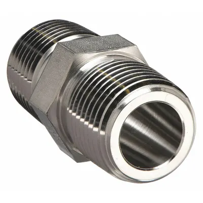 PARKER Metal Pipe Straight: Straight, 316 Stainless Steel, 1/4 in x 1/4 in, 7,500 psi - Extreme Pressure Instrumentation Pipe Fittings
