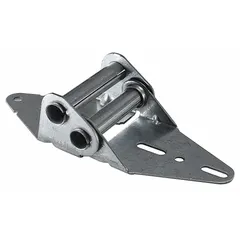 Steel hinge for sectional garage doors, connecting door panels at the third section from the bottom. Features rounded corners, leaf height 7 1/4 in, leaf width 2 13/16 in. Sold in pack of 2. Suitable for residential or commercial garage door systems.