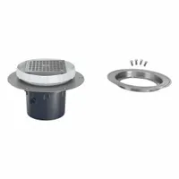 ZURN Floor Drain: 9 7/8 in Overall Dia, 5 in Grate Size, 4 in Nominal Pipe Size, Solvent Weld, PVC (MPN EZ2-PV4-ST-CC)