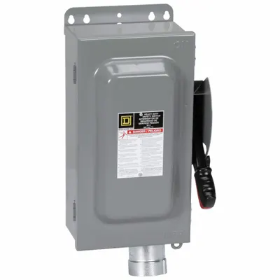 SQUARE D Safety Switch: Fusible, 60 A, Three Phase, 600V AC, Galvanized Steel - Fusible Safety Switches