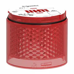 Red steady light module from the Harmony XVB7 series. Operates at 24V AC/DC with a 2 13/16 in overall diameter. Provides visual status indication on industrial machinery, assembly lines, and process equipment.