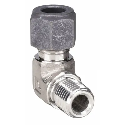 PARKER Compression Fitting Elbow: 1/4 in OD x 1/8 in Pipe Fitting Size - Single-Ferrule Stainless Steel Fittings