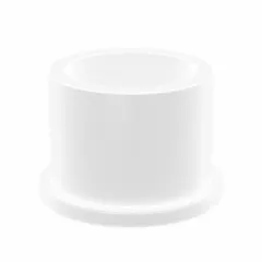 This flanged sleeve bearing is made from white PTFE, offering chemical and heat resistance. It has a 1 in bore, 1-1/4 in OD, 1 in overall length, and a 1.437 in flange diameter. Suitable for applications requiring corrosion resistance and self-lubrication, such as in chemical processing or high-temperature environments.
