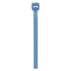 Blue cable tie for bundling and securing wires, cables, or hoses. Nominal length 8 in, maximum bundle diameter 1 15/16 in, width 0.19 in. Suitable for outdoor use. Pack of 100.