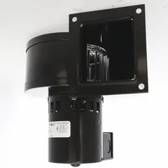 Direct-drive blower assembly with 3 1/4 in wheel diameter, rated 140 cfm at 1/25 hp. Operates on 115V AC with clockwise rotation and open motor housing. Includes drive pack for installation. Suitable for ventilation and air-moving in HVAC equipment, furnaces, and boilers.