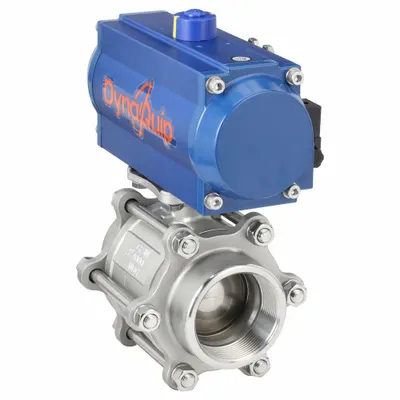 DYNAQUIP CONTROLS Pneumatically Actuated Two-Way Ball Valve: 3 in, Stainless Steel - Stainless Steel Pneumatically-Actuated Ball Valves