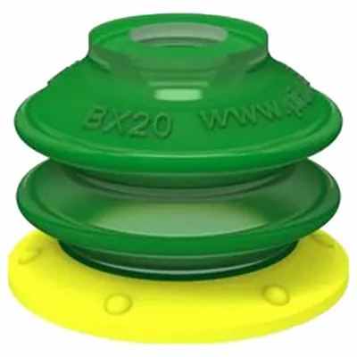 PIAB Vacuum Pad: Plain Pad without Adapter, 37.08 mm Pad Dia, Polyurethane, Yellow - Multi-Bellows Type Packaging Industry Vacuum Pads