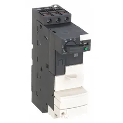 3-pole non-reversing power base rated 32 A at 690V AC. Accepts 24-240V AC/DC control voltage and includes 1NO/1NC auxiliary contacts. Used for starting and protecting AC motors in applications such as conveyors, pumps, and fans.