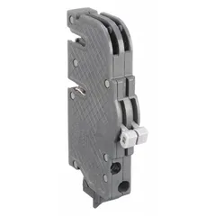 2-pole miniature circuit breaker rated 50 A at 120/240V AC with a 10kA interrupting capacity. Measures 0.75 in wide. Provides overcurrent protection for branch circuits in residential and light commercial electrical panels.