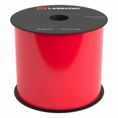 Continuous vinyl label roll for use with LabelTac 4 Pro printers. Red gloss finish, 4 inches wide by 150 feet long. Suitable for indoor and outdoor applications such as pipe marking, arc flash warnings, lockout/tagout tags, and equipment identification.