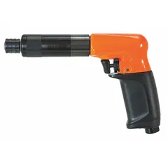 This CLECO heavy duty pistol-grip air screwdriver features a 1/4 in drive, trigger start with variable speed, and shut-off operation. Operating at 1,100 RPM, it is suited for high-torque fastening tasks in assembly, manufacturing, and maintenance applications.