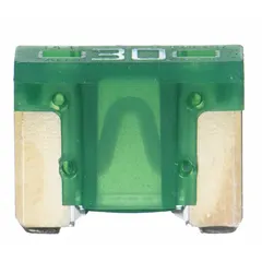 Fast-acting, non-indicating automotive fuse rated 30 A at 32 V DC. Low-profile design with shorter height for use in tight fuse blocks. Suitable for overcurrent protection in vehicle, marine, and off-road electrical circuits. Supplied in a pack of 5.