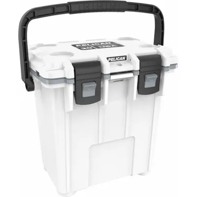 PELICAN Chest Cooler: Gray/White, 15 Cans, 20 qt Cooler Capacity - Heavy-Duty Chest Coolers