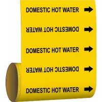 Pipe Marker: Domestic Hot Water, Yellow, Black, Fits 2 in and Smaller Pipe O.D., 30 Pipe Markers (MPN 41459)