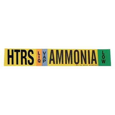 BRADY Pipe Marker: HTRS, LIQ/VAP, Low, Fits 2 1/2 to 7 7/8 in Pipe O.D., 1 Pipe Markers - Ammonia Adhesive Pipe Markers