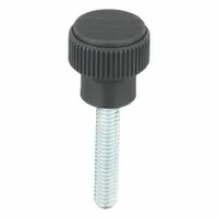 Hand Knob: Knurled, Plastic w/ Steel Thread, 5/16"-18 Thread, 40 mm Thread Lg, 26 mm Dia, Gray (MPN K0247.2A3X40)