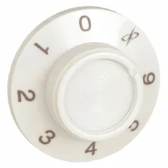 Replacement knob for manual adjustment of controls in heating, ventilation, air conditioning, and refrigeration equipment. Used on thermostats, valves, and panel switches in commercial and industrial systems.