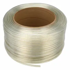 Metric polyurethane tubing with 10 mm inner diameter and 12 mm outer diameter, supplied in a 500 ft length. Beige color, Shore A hardness 90 to 95. Maximum operating pressure 150 psi at 180°F. Suitable for pneumatic systems, fluid transfer, and instrumentation lines in industrial automation and material handling applications.