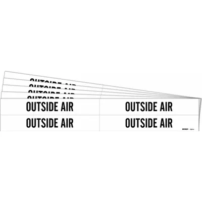 BRADY Pipe Marker: Outside Air, White, Black, Fits 3/4 to 2 3/8 in Pipe O.D. - Outside Air Adhesive Pipe Markers