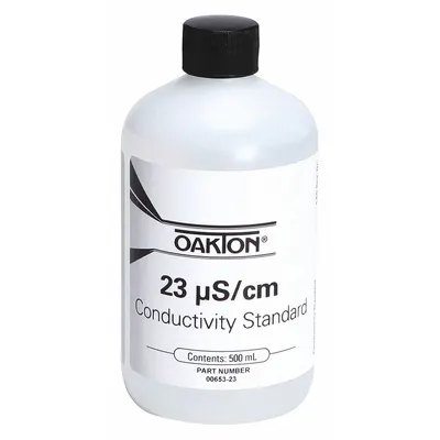 OAKTON Conductivity Calibration Solution: ACS, 500 mL Volume, Liquid, 23 microsiemens - Conductivity Standards