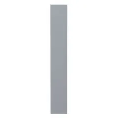 This pilaster is designed for use in commercial restroom partition systems. It features a polymer inner core with a pebble gray finish that resists moisture and wear. Dimensions: 82 inches high, 12 inches wide, 1 inch thick.