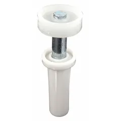 This hanging door guide is used to stabilize and align sliding or bypass doors, keeping the door tracking straight within the bottom channel. Supplied as a set of two, each guide measures 2-1/2 inches in length and 3-3/4 inches in width, with a maximum weight capacity of 30 lb.
