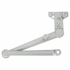Aluminum replacement arm for 4110T series door closers. Cushion arm type with adjustable spring tension. ADA compliant. Suitable for commercial door applications requiring controlled closing.