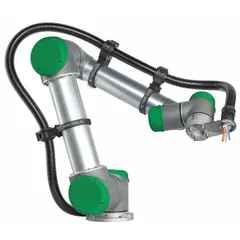 Cable management kit for collaborative robot arms, includes one connector, end-of-arm mounting assembly, and Velcro straps for secure cable routing. Compatible with UR3, UR5, UR10, and OMRON TM5-700, TM5-900, TM12 (M), TM14 (M) cobots.