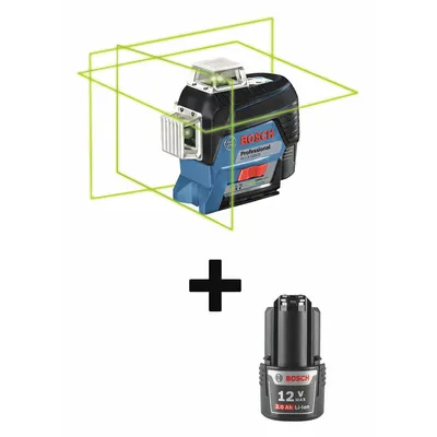 BOSCH Line Laser: 0 Lines and 0 Dots, Green Beam, 2 Planes, 100 - 200 ft Range w/o detector - Plane Laser Levels