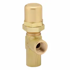 This Parker hard-seat pressure control valve regulates system pressure in hydraulic and pneumatic circuits. It has a maximum set pressure of 1000 psi and a flow capacity of 15 gpm. The brass body features 3/4 in NPT ports. The hard-seat design provides reliable shutoff and long service life in demanding industrial environments.