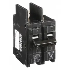 Bolt-on miniature circuit breaker from the BQ series, rated 20 A at 120/240V AC. This 2-pole, single-phase unit provides overcurrent protection for branch circuits in electrical distribution systems. Suitable for use in panelboards and load centers.