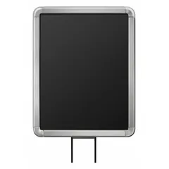 This sign frame is designed for mounting signage on post tops in industrial or commercial facilities. It features a silver finish and an overall width of 8 1/2 inches, accommodating 10 ft posts for clear visibility of safety, directional, or identification signs.
